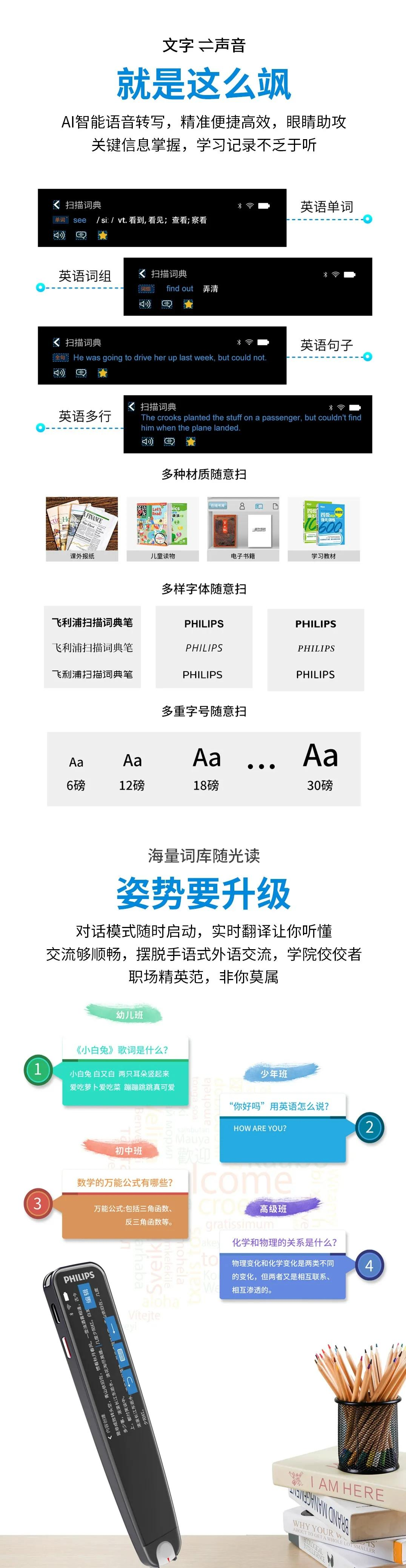 飛利浦掃描詞典筆VTR7300：一筆輕掃，學成無境